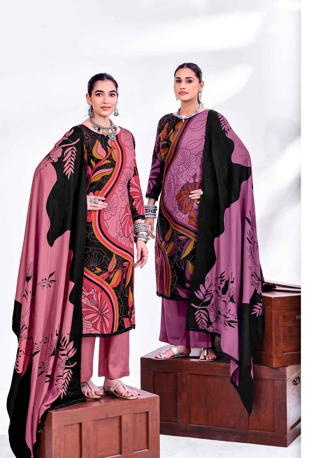 Jt Nigaar Vol 12 Rayon Dress Material 5 pcs Catalogue