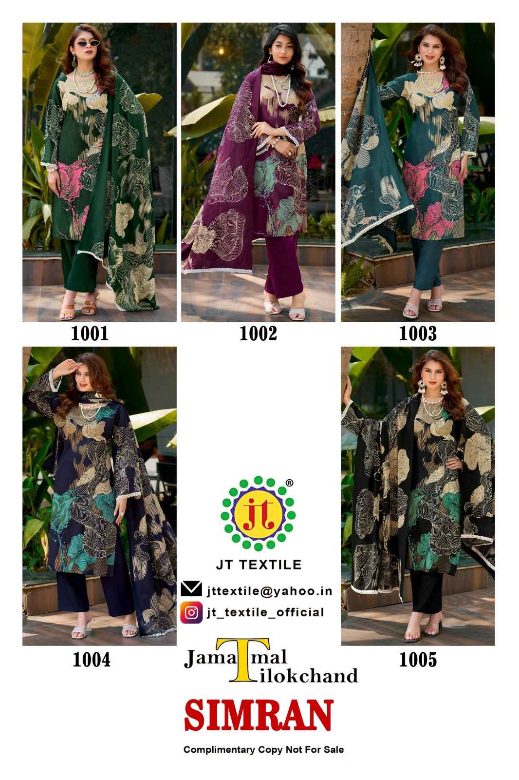 Jt Simran Rayon Dress Material 5 pcs Catalogue