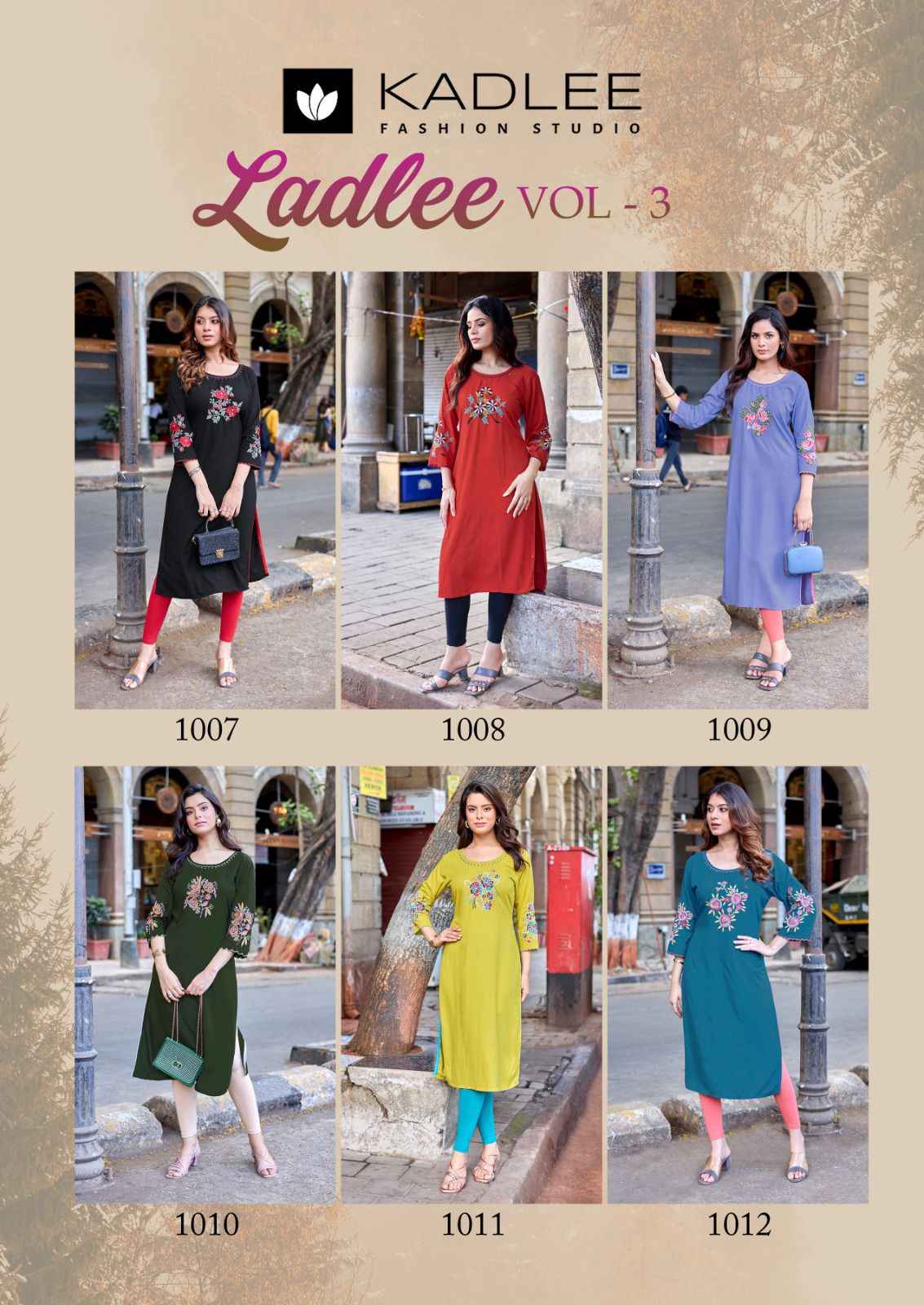 Kadlee Ladlee Vol 3 Rayon Kurti 6 pcs Catalogue