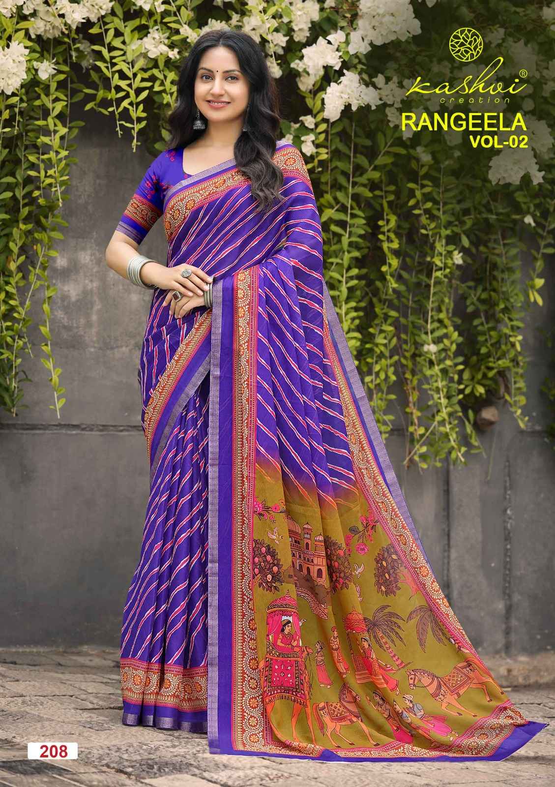 Kashvi Rangeela Vol 2 Dull Moss Saree 8 pcs Catalogue