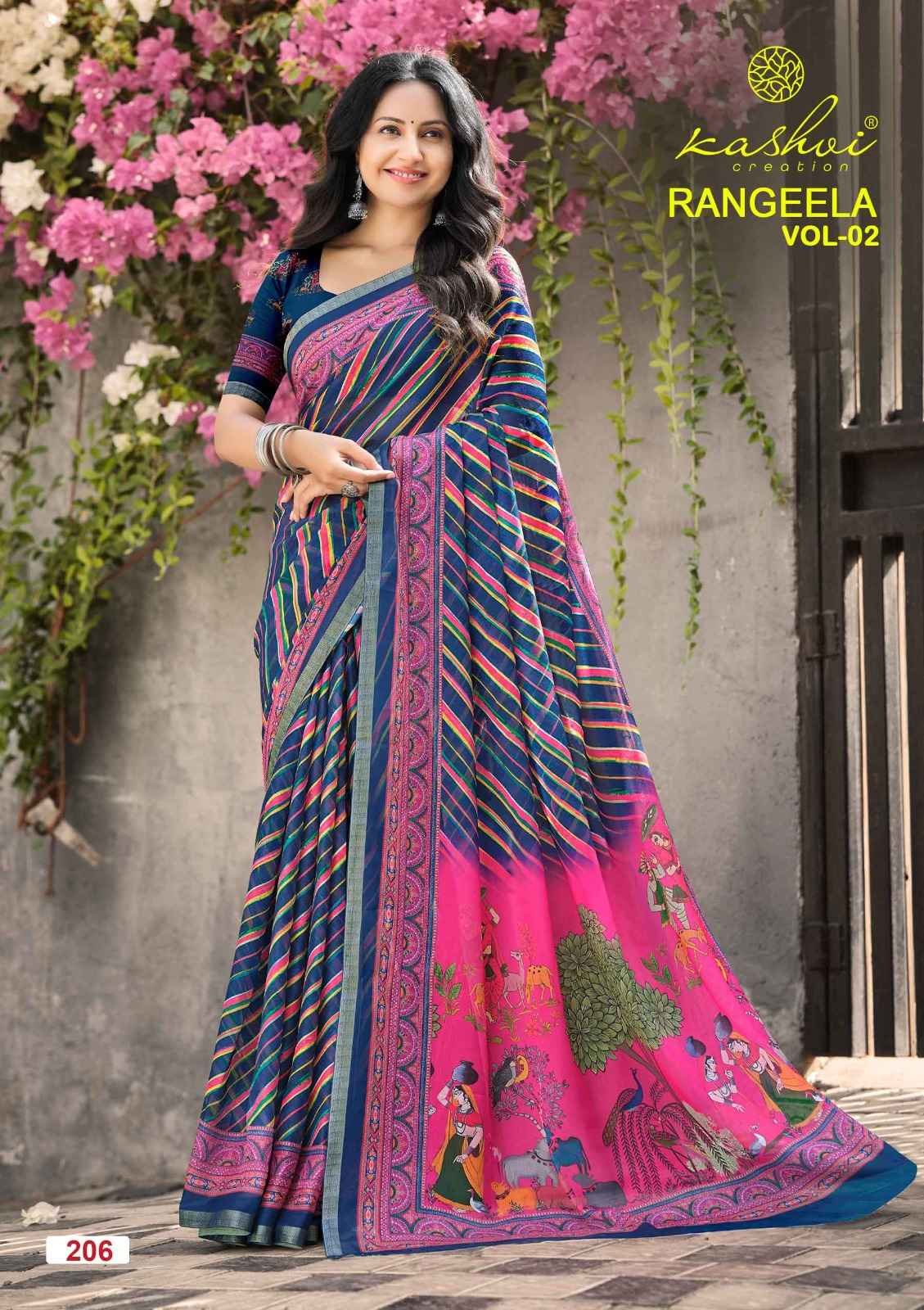Kashvi Rangeela Vol 2 Dull Moss Saree 8 pcs Catalogue