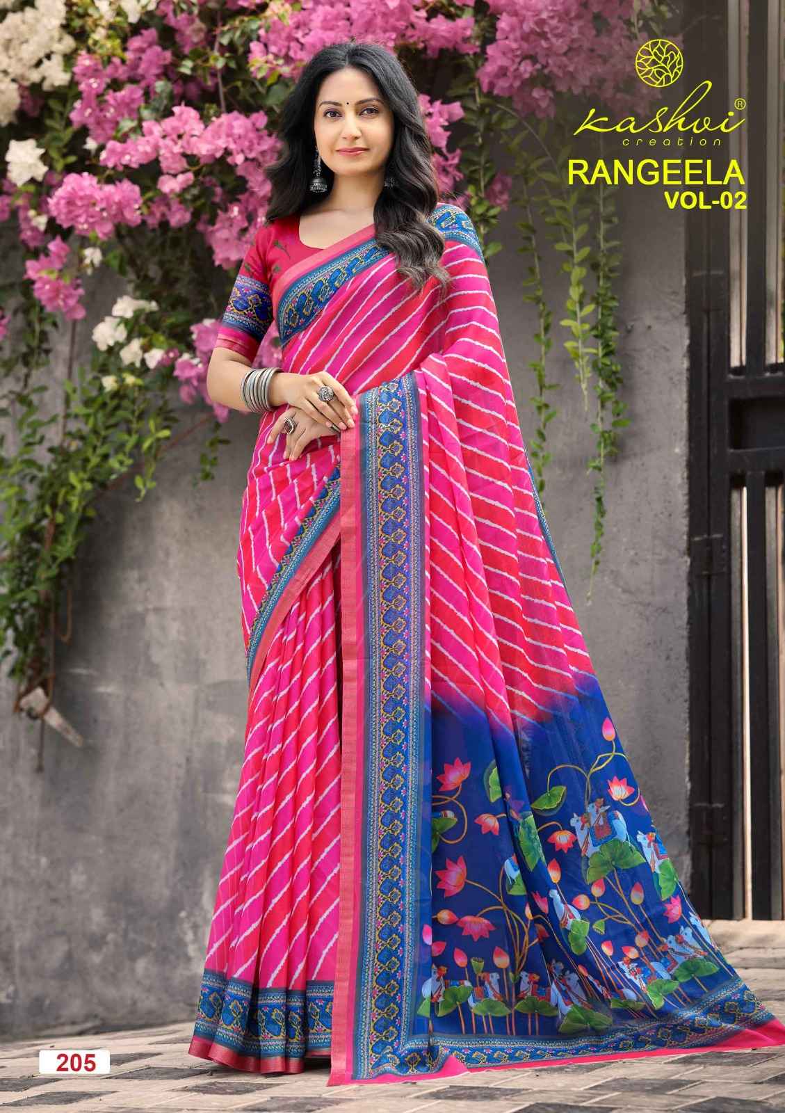 Kashvi Rangeela Vol 2 Dull Moss Saree 8 pcs Catalogue