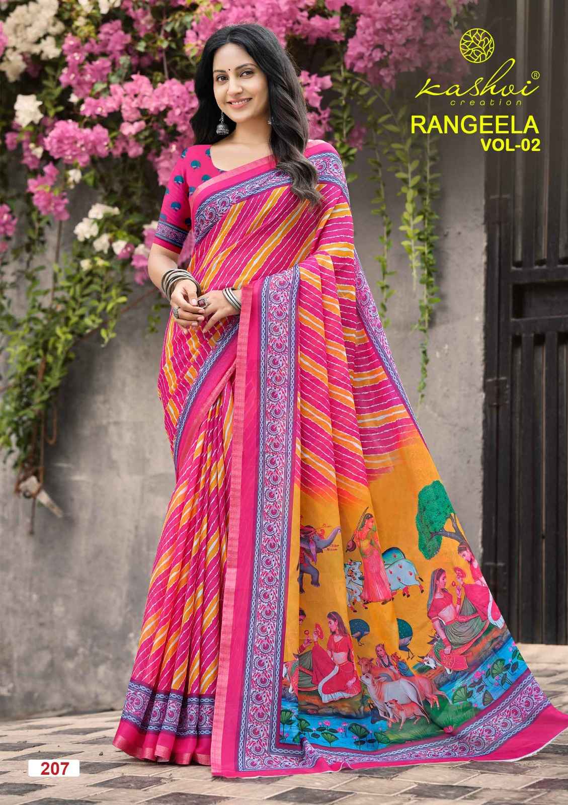 Kashvi Rangeela Vol 2 Dull Moss Saree 8 pcs Catalogue