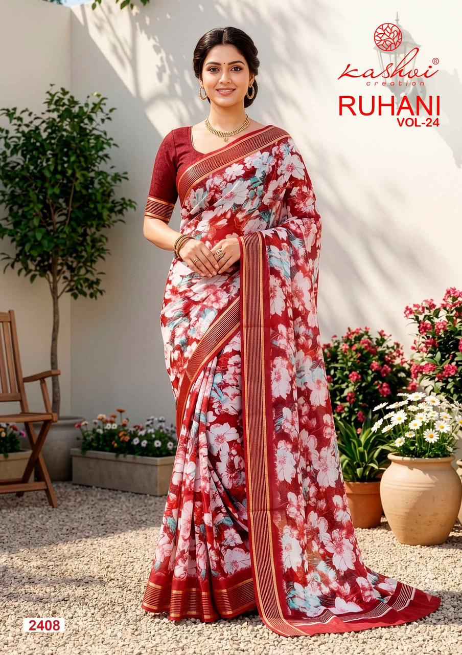 Kashvi Ruhani Vol 24 Dull Moss Saree 8 pcs Catalogue