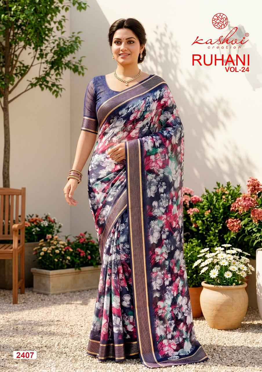 Kashvi Ruhani Vol 24 Dull Moss Saree 8 pcs Catalogue