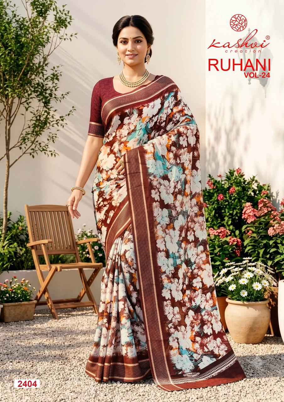 Kashvi Ruhani Vol 24 Dull Moss Saree 8 pcs Catalogue
