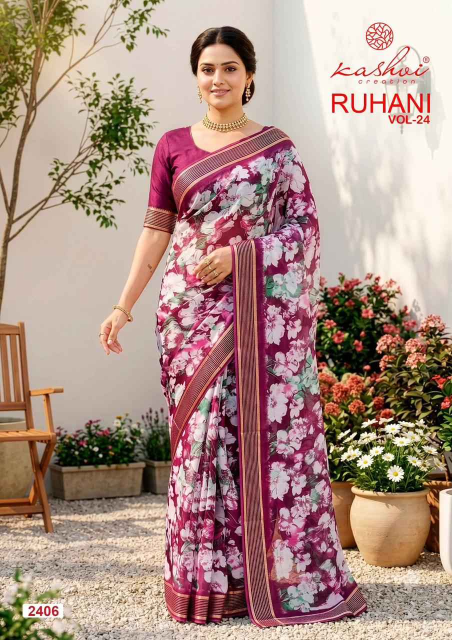 Kashvi Ruhani Vol 24 Dull Moss Saree 8 pcs Catalogue