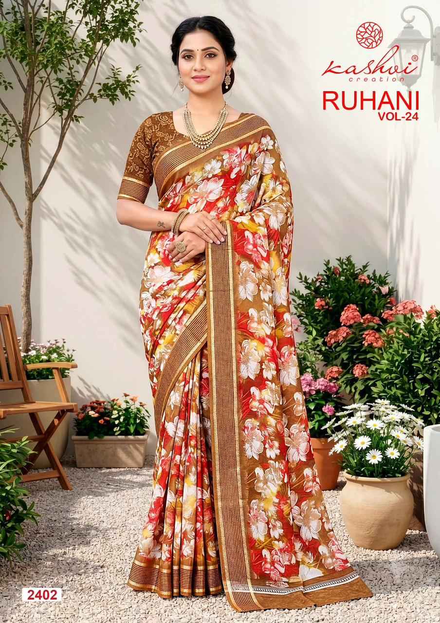 Kashvi Ruhani Vol 24 Dull Moss Saree 8 pcs Catalogue