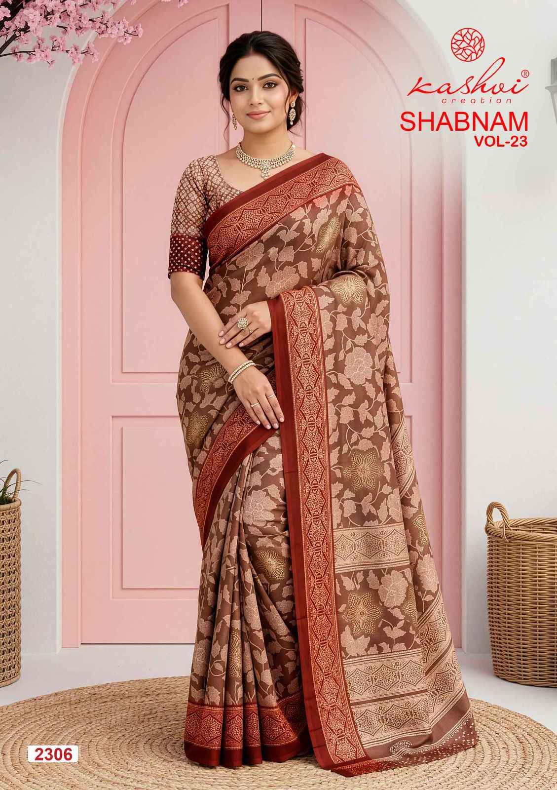 Kashvi Shabnam Vol 23 Dull Moss Saree 8 pcs Catalogue