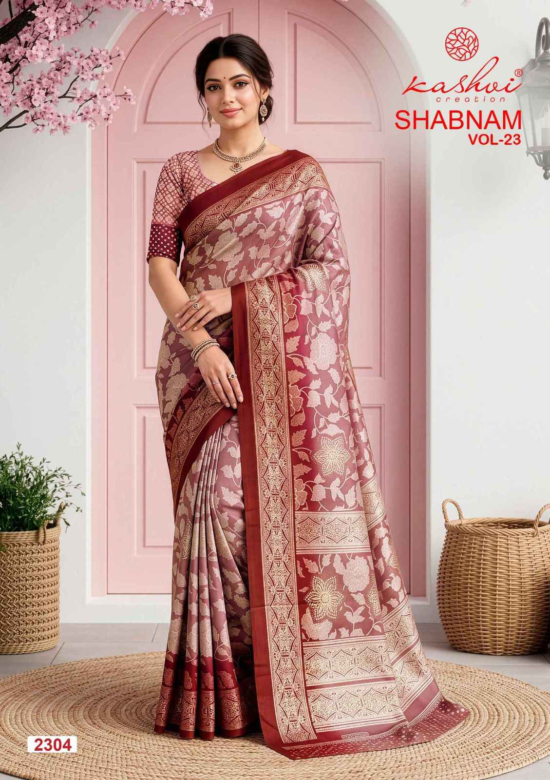 Kashvi Shabnam Vol 23 Dull Moss Saree 8 pcs Catalogue