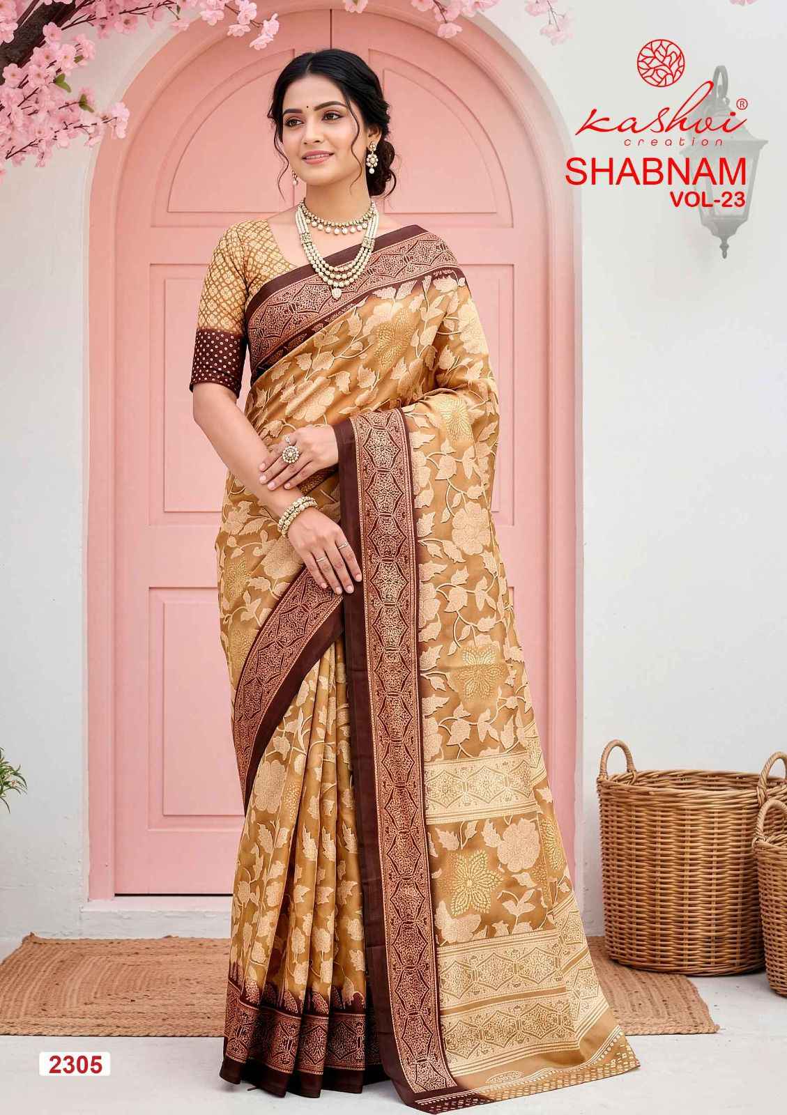 Kashvi Shabnam Vol 23 Dull Moss Saree 8 pcs Catalogue