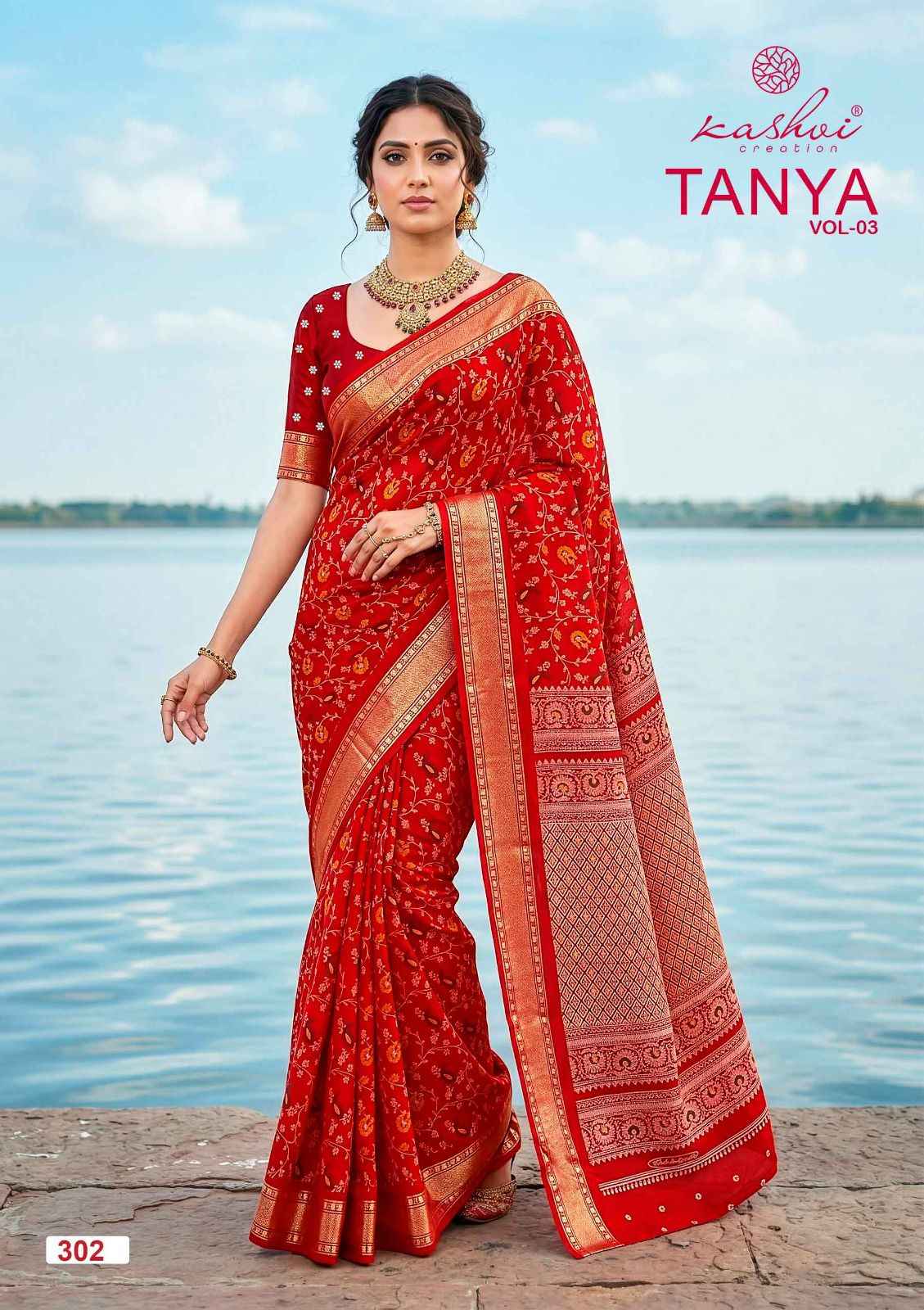 Kashvi Tanya Vol 3 Dull Moss Saree 8 pcs Catalogue