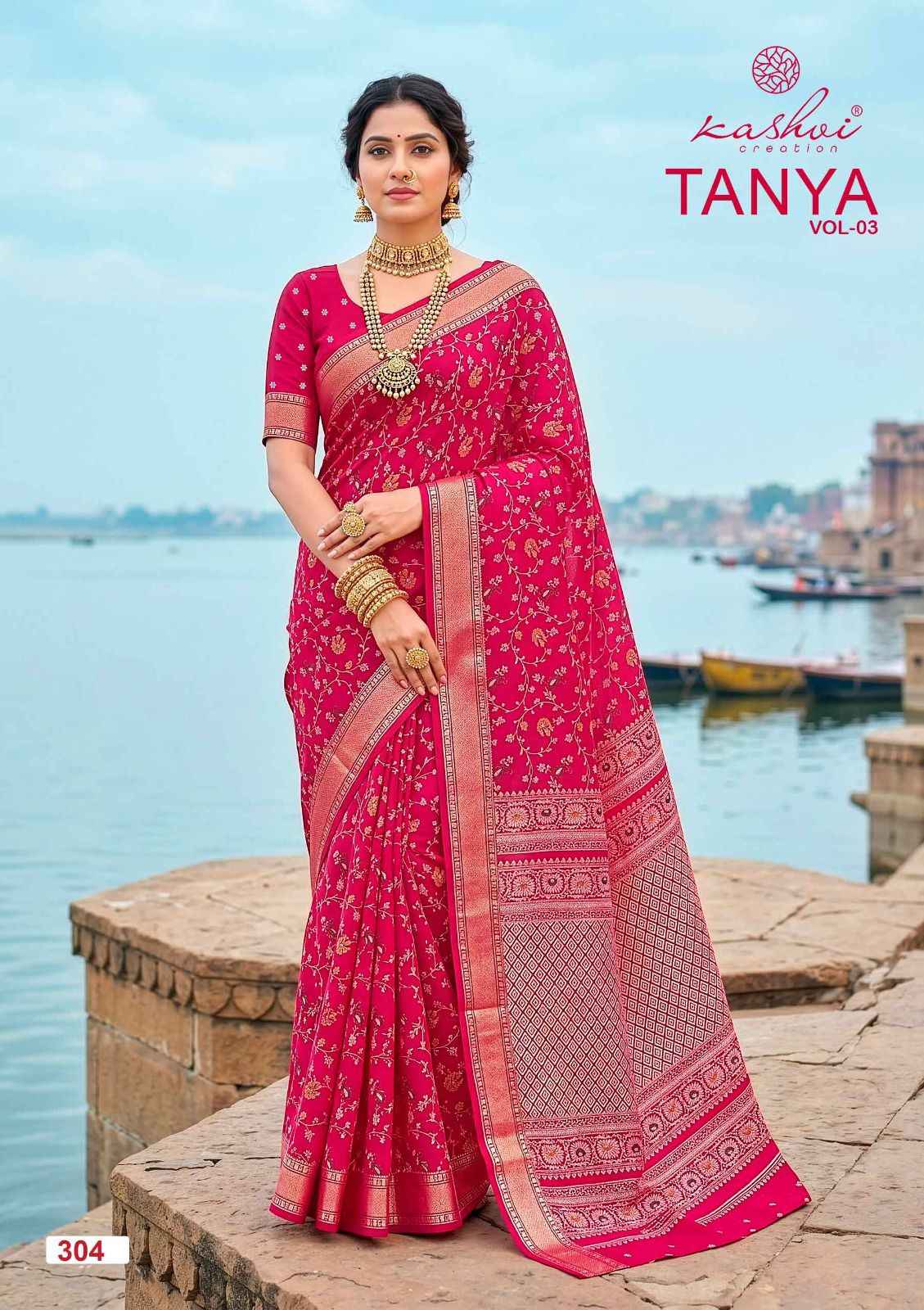 Kashvi Tanya Vol 3 Dull Moss Saree 8 pcs Catalogue