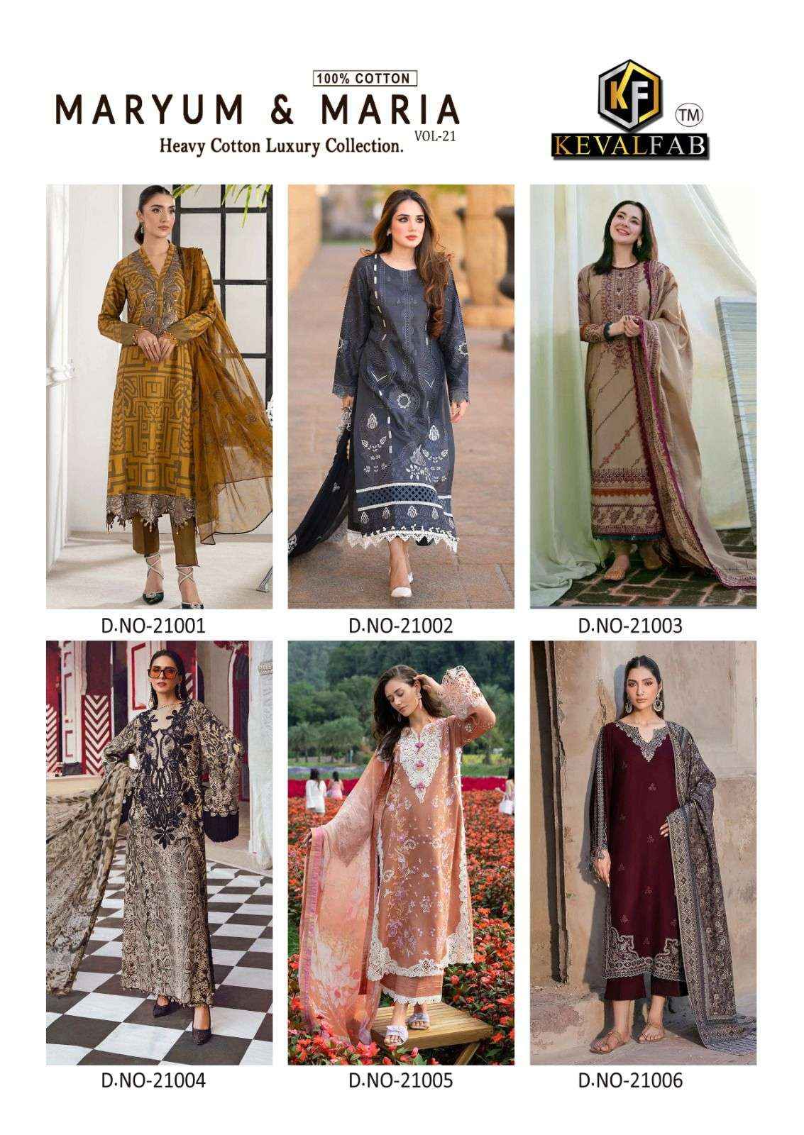 Keval Fab Maryum & Maria Vol 21 Cotton Dress Material 6 pcs Catalogue
