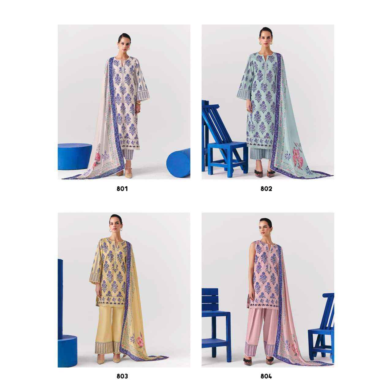 Kimora Cobalt Vol 73 Cotton Dress Material 4 pcs Catalogue