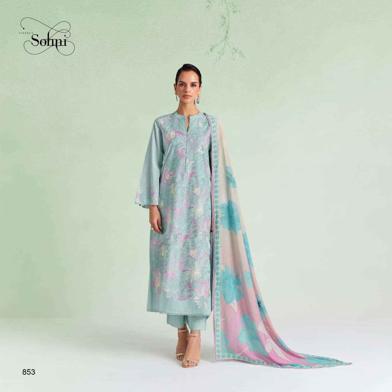 Kimora Sohni Dove Lawn Cotton Dress Material 4 pcs Catalogue