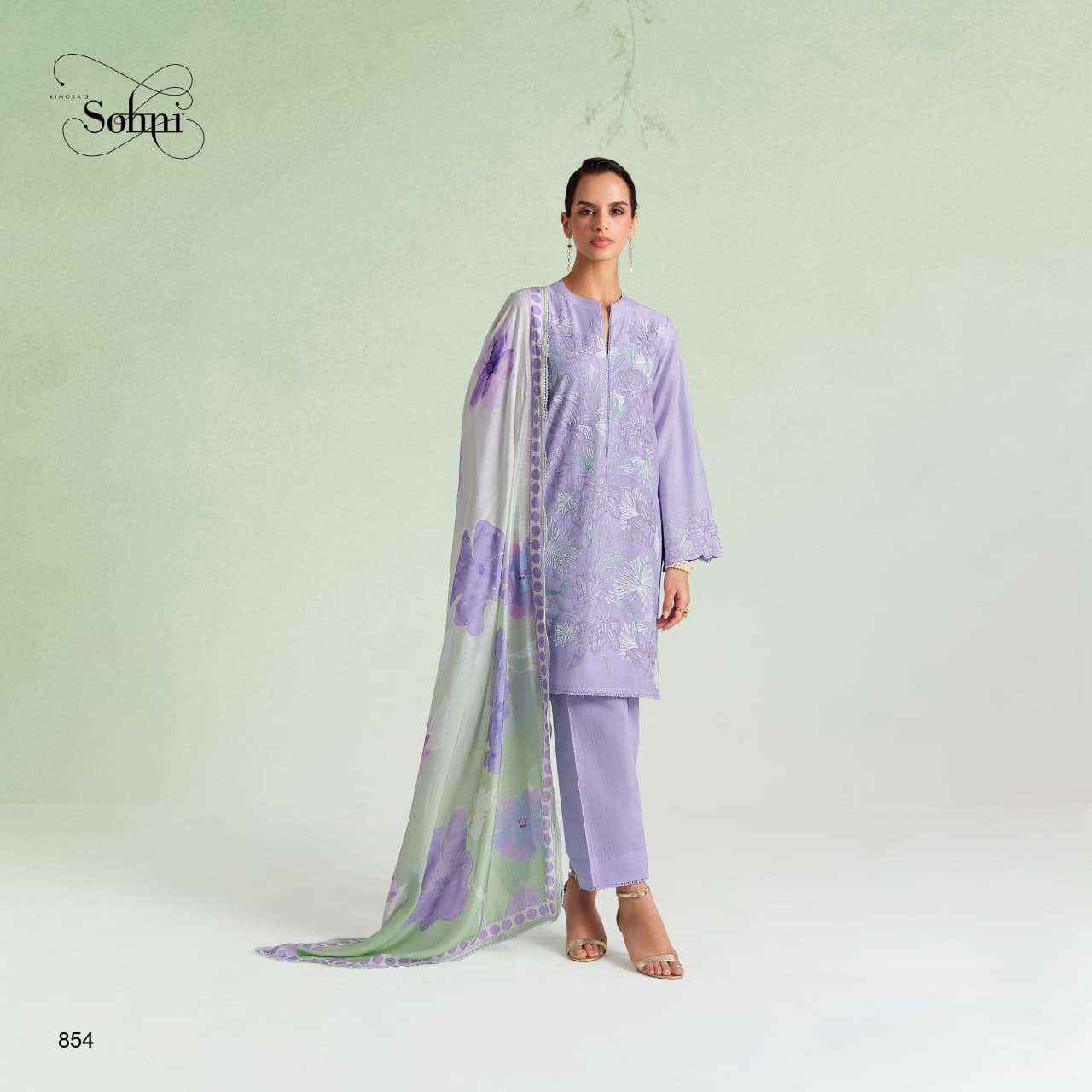 Kimora Sohni Dove Lawn Cotton Dress Material 4 pcs Catalogue