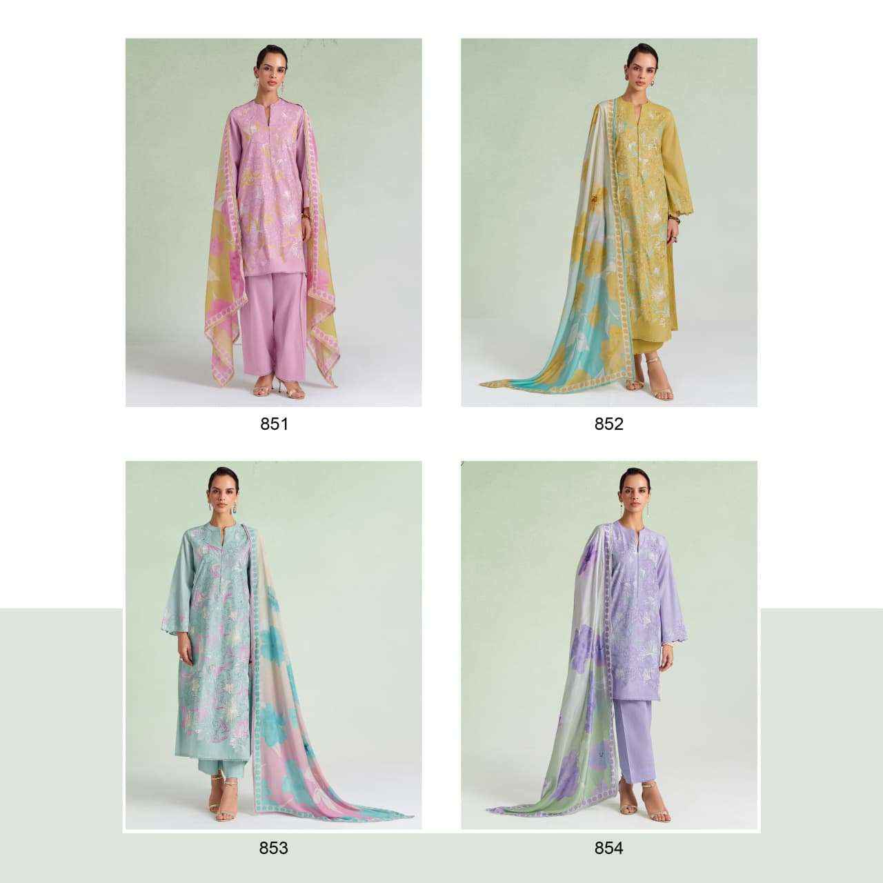 Kimora Sohni Dove Lawn Cotton Dress Material 4 pcs Catalogue
