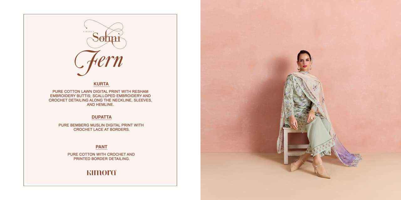 Kimora Sohni Fern Lawn Cotton Dress Material 4 pcs Catalogue