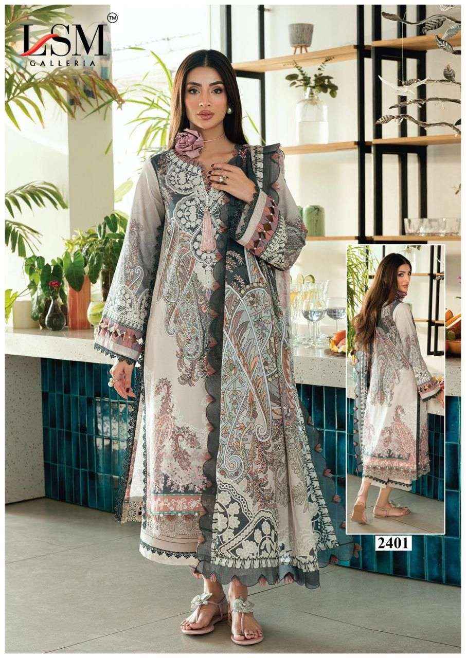 LSM Galleria Parian Dream Vol 24 Lawn Cotton Dress Material 6 pcs Catalogue