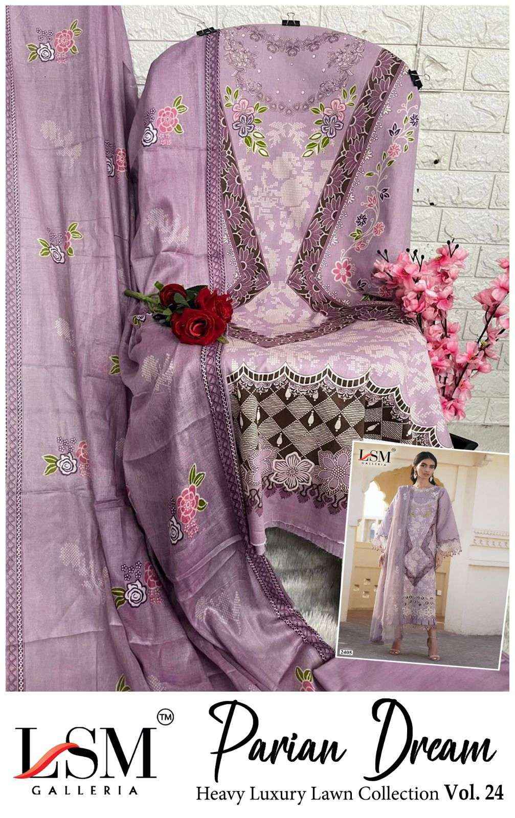 LSM Galleria Parian Dream Vol 24 Lawn Cotton Dress Material 6 pcs Catalogue
