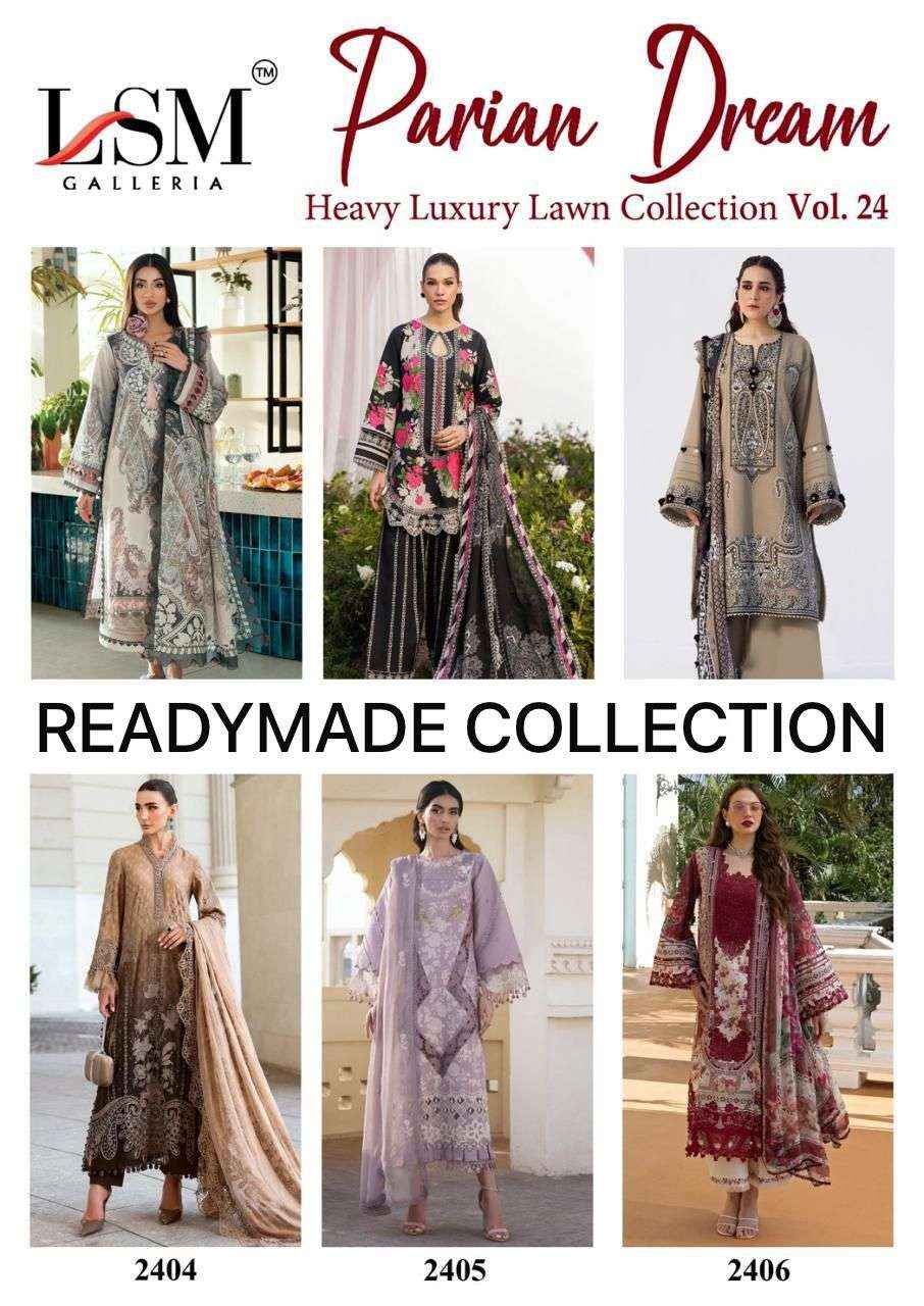 LSM Galleria Parian Dream Vol 24 Readymade Lawn Cotton Dress 6 pcs Catalogue