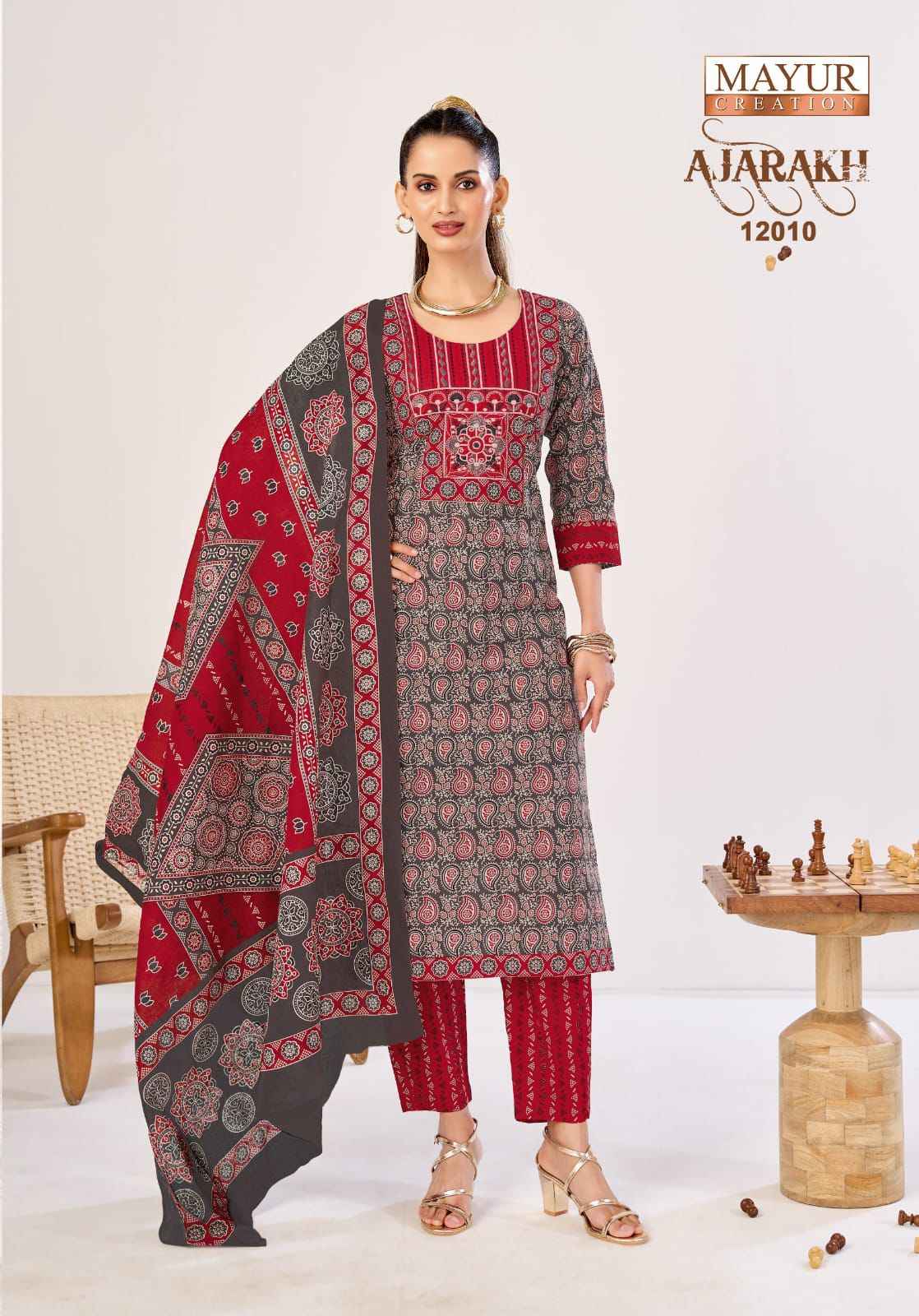 Mayur Creation Ajarakh Vol 12 Readymade Cotton Dress 10 pcs Catalogue