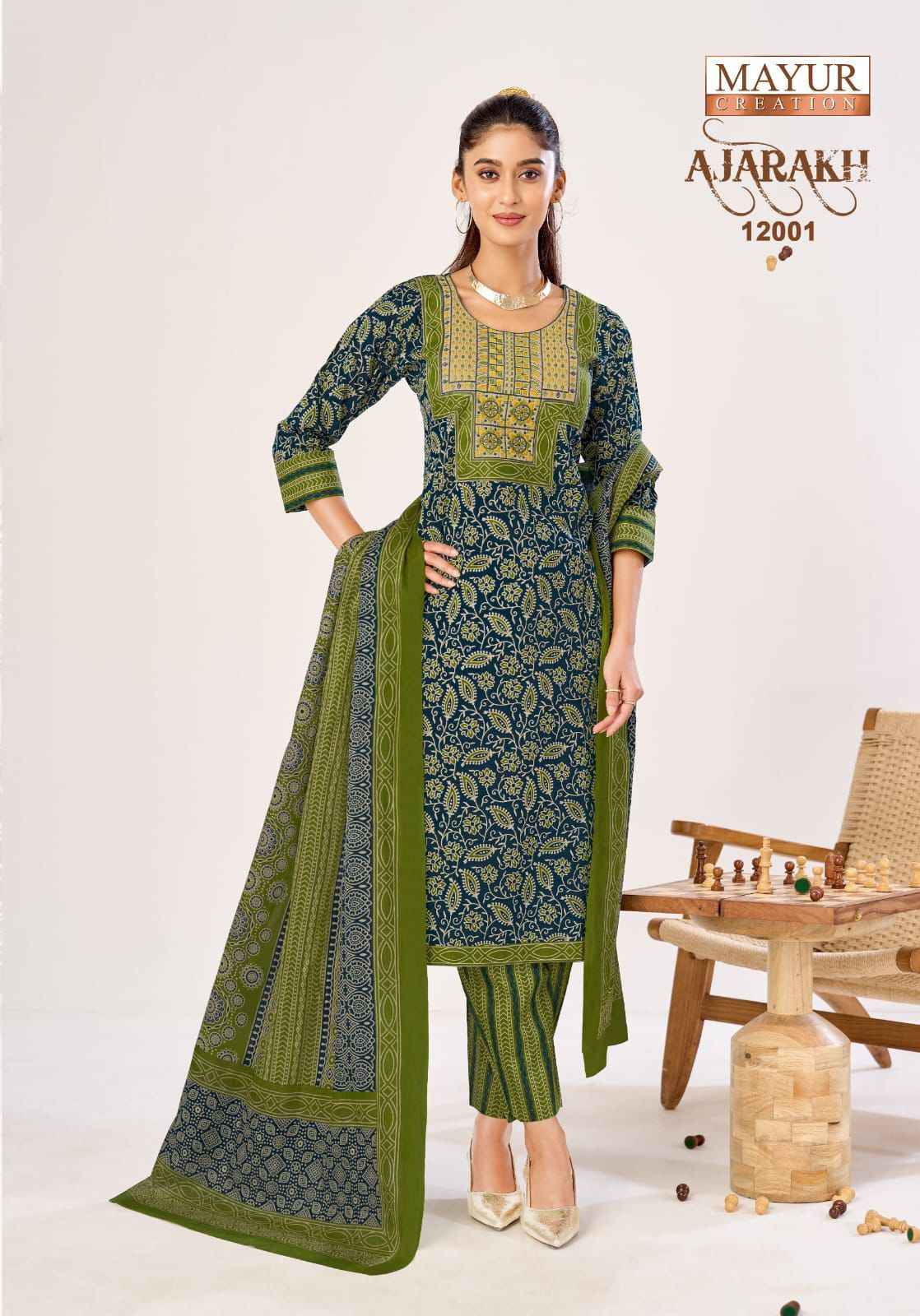 Mayur Creation Ajarakh Vol 12 Readymade Cotton Dress 10 pcs Catalogue