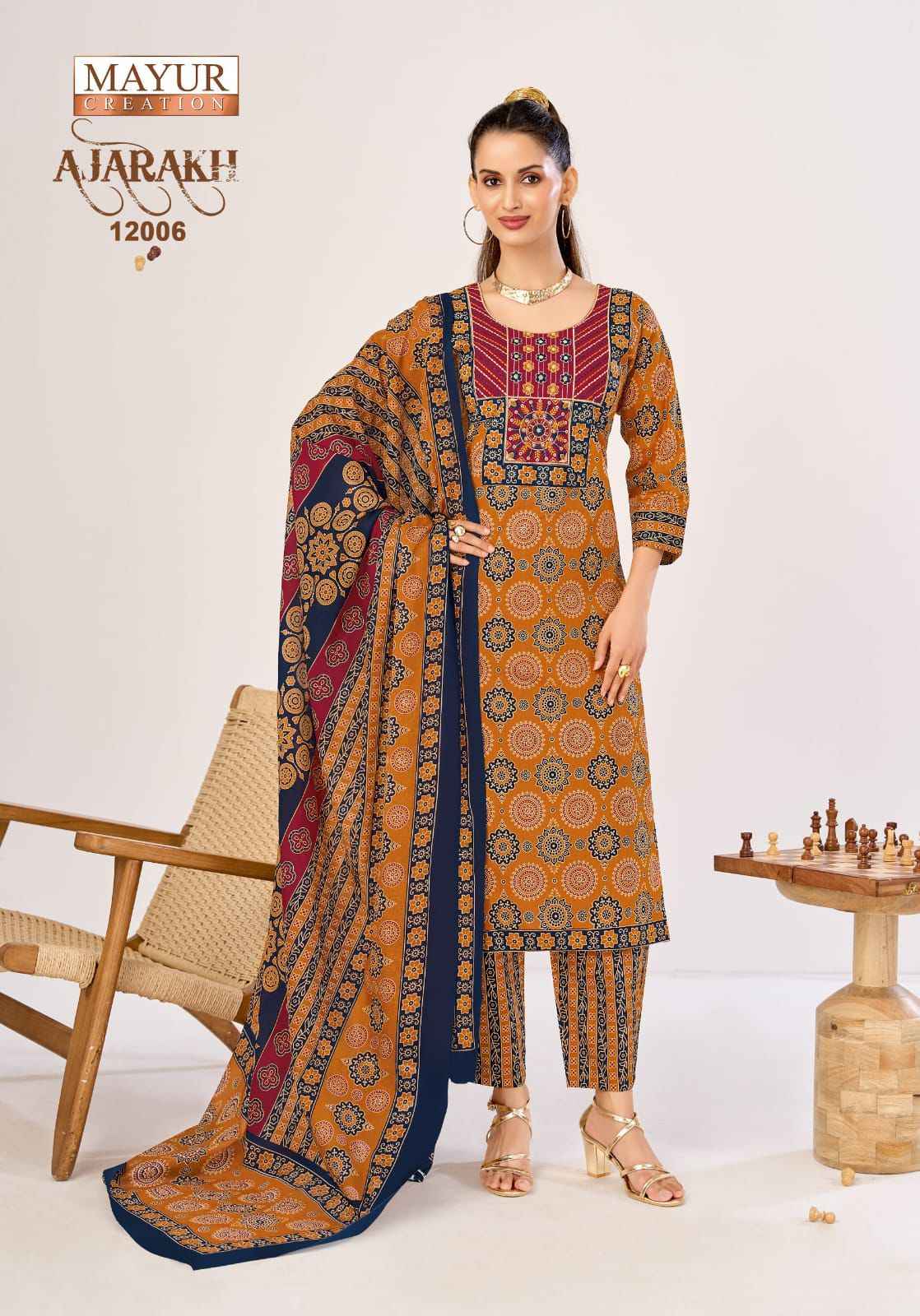 Mayur Creation Ajarakh Vol 12 Readymade Cotton Dress 10 pcs Catalogue