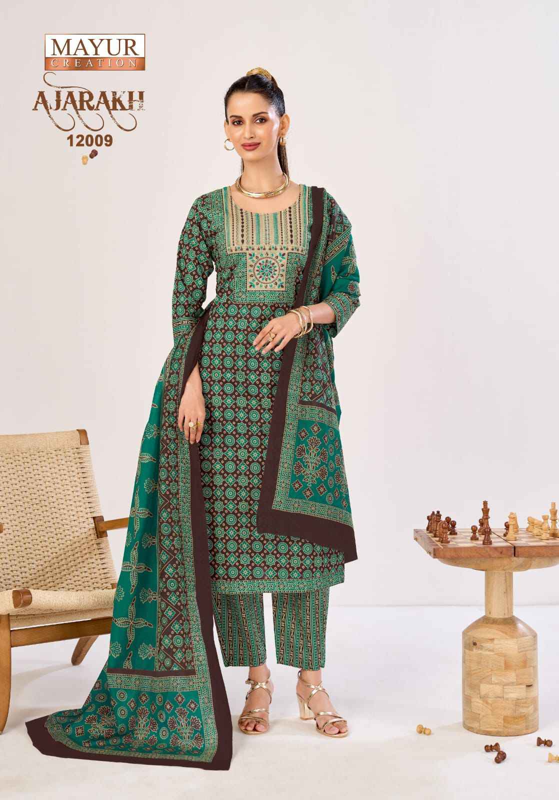 Mayur Creation Ajarakh Vol 12 Readymade Cotton Dress 10 pcs Catalogue
