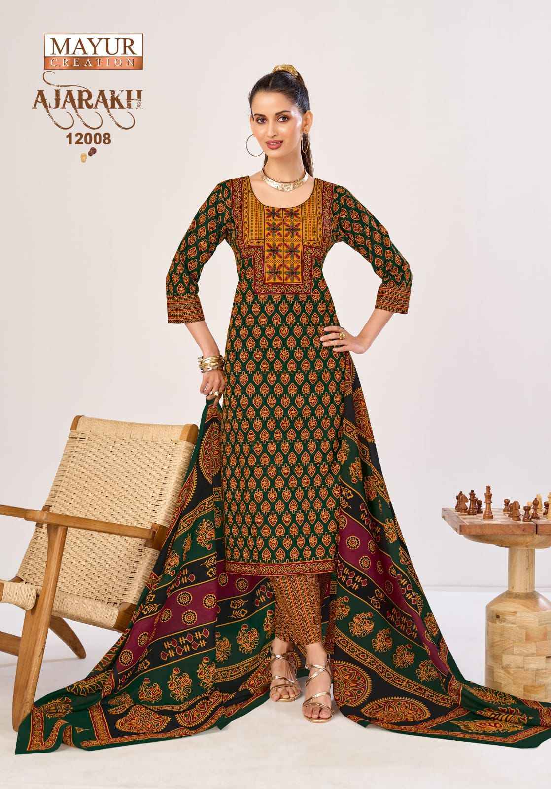 Mayur Creation Ajarakh Vol 12 Readymade Cotton Dress 10 pcs Catalogue