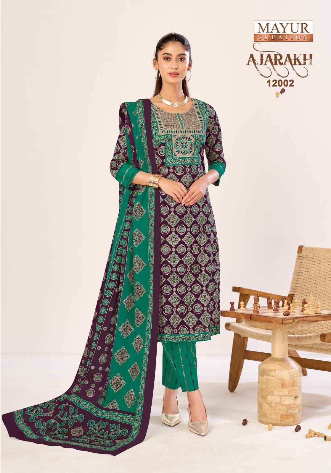 Mayur Creation Ajarakh Vol 12 Readymade Cotton Dress 10 pcs Catalogue