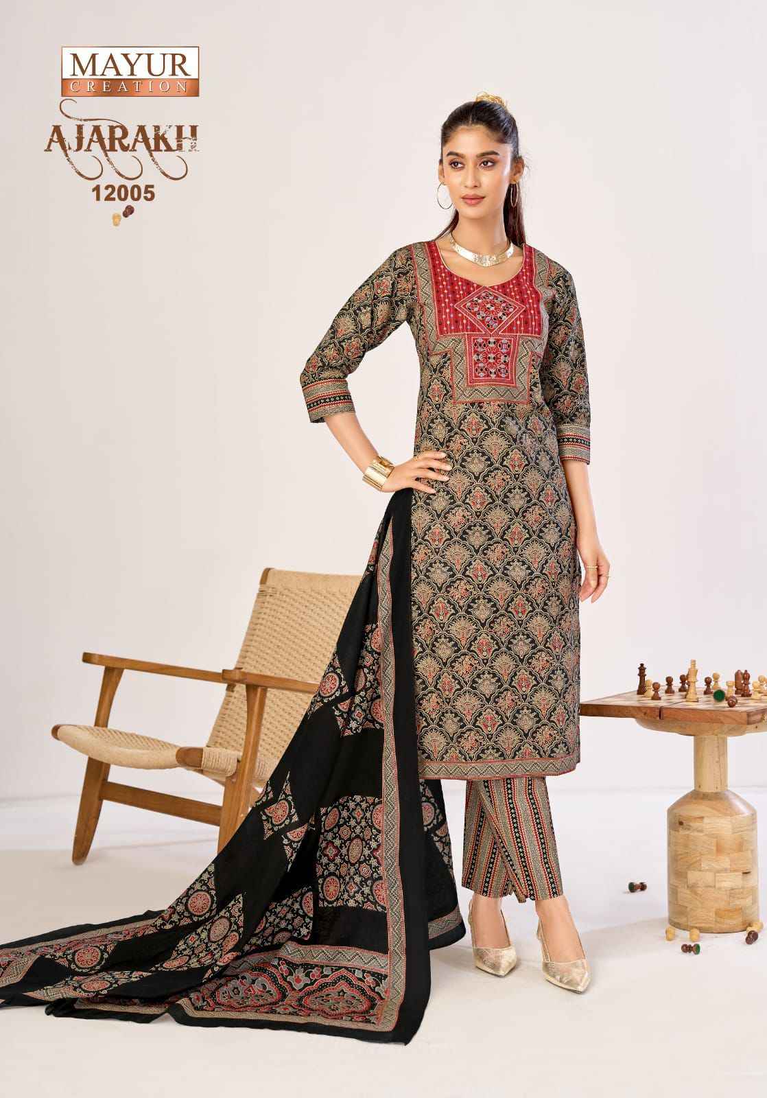 Mayur Creation Ajarakh Vol 12 Readymade Cotton Dress 10 pcs Catalogue