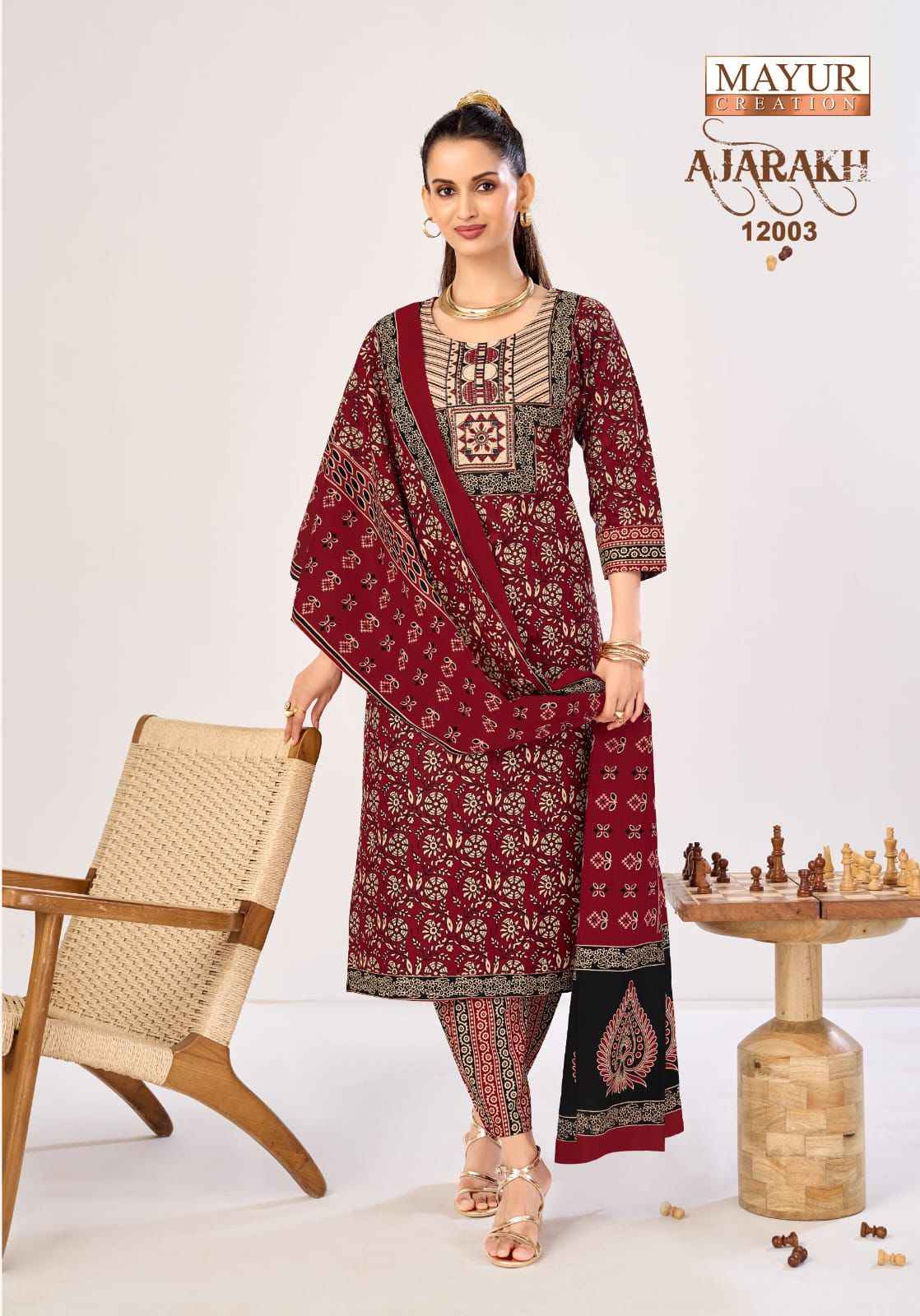 Mayur Creation Ajarakh Vol 12 Readymade Cotton Dress 10 pcs Catalogue