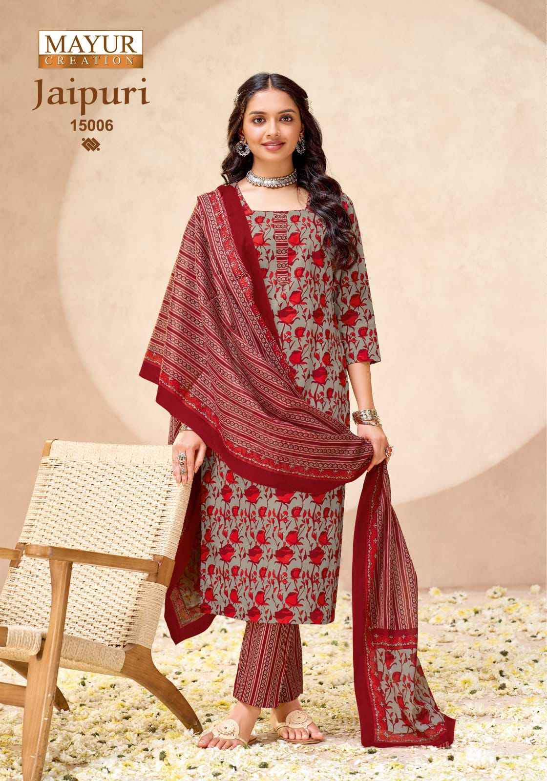Mayur Creation Jaipuri Vol 15 Cotton Dress Material 10 pcs Catalogue
