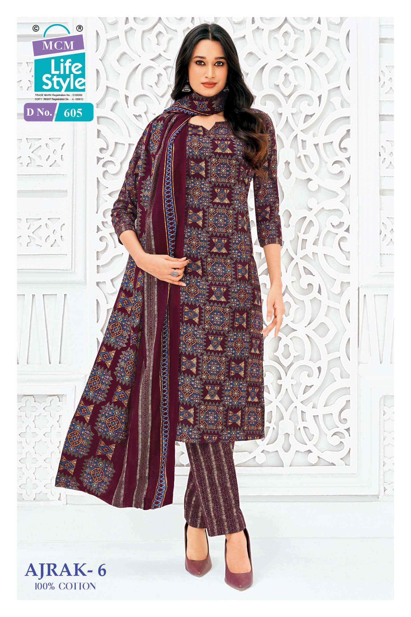 MCM Lifestyle Ajrak Vol 6 Cotton Dress Material 10 pcs Catalogue