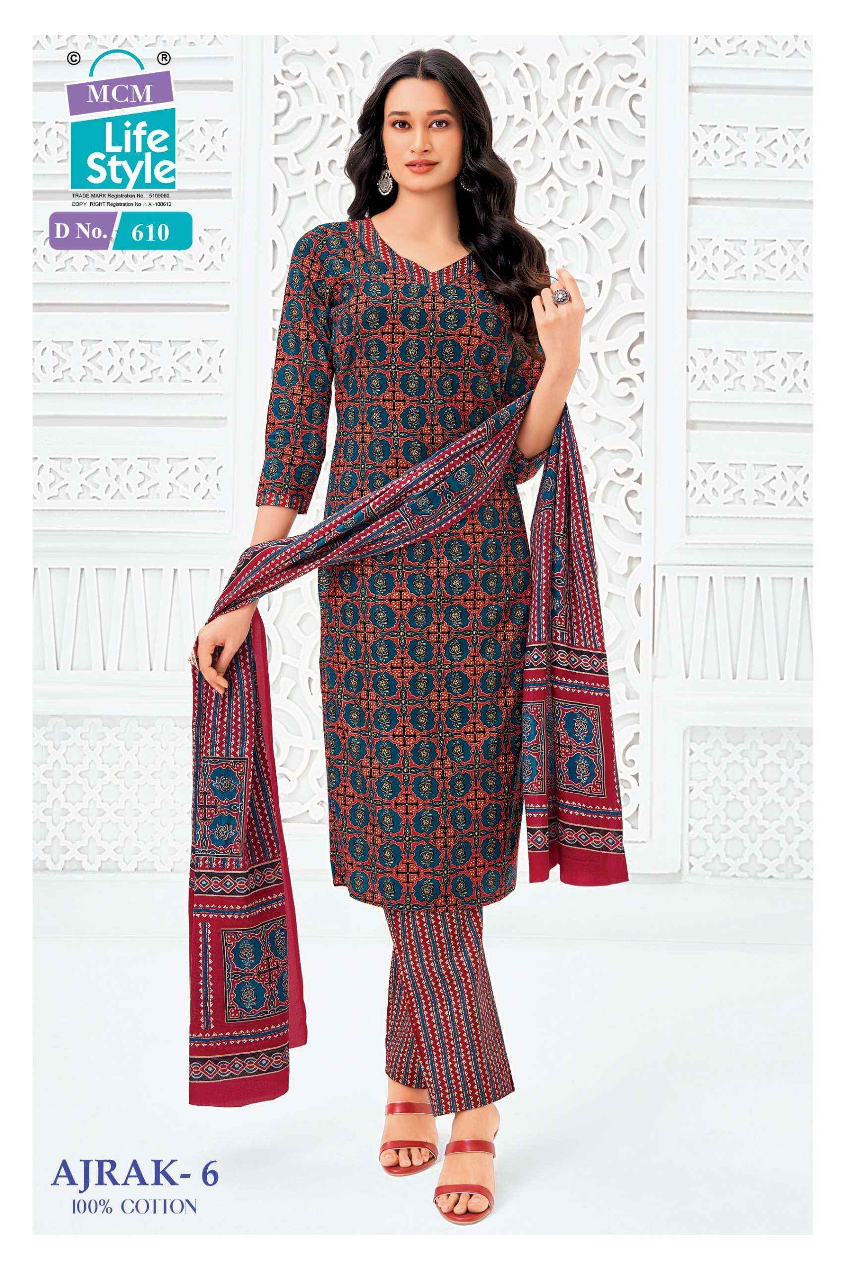 MCM Lifestyle Ajrak Vol 6 Readymade Cotton Dress 10 pcs Catalogue