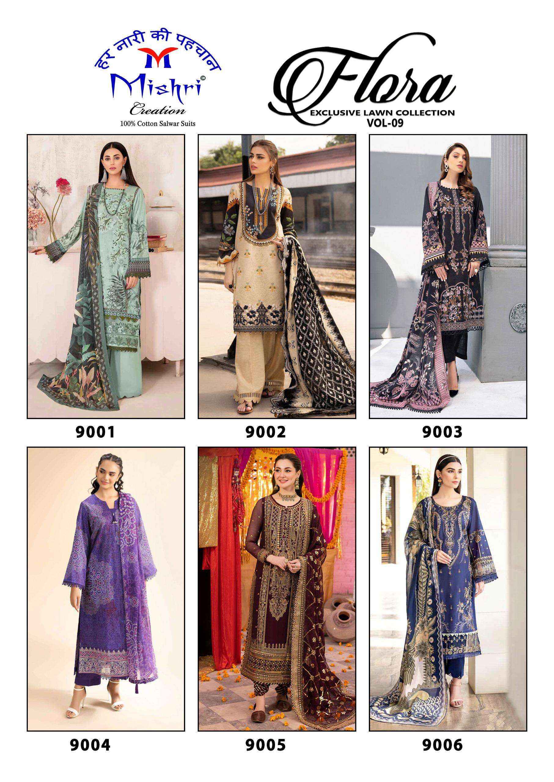 Mishri Creation Flora Vol 9 Lawn Cotton Dress Material 6 pcs Catalogue