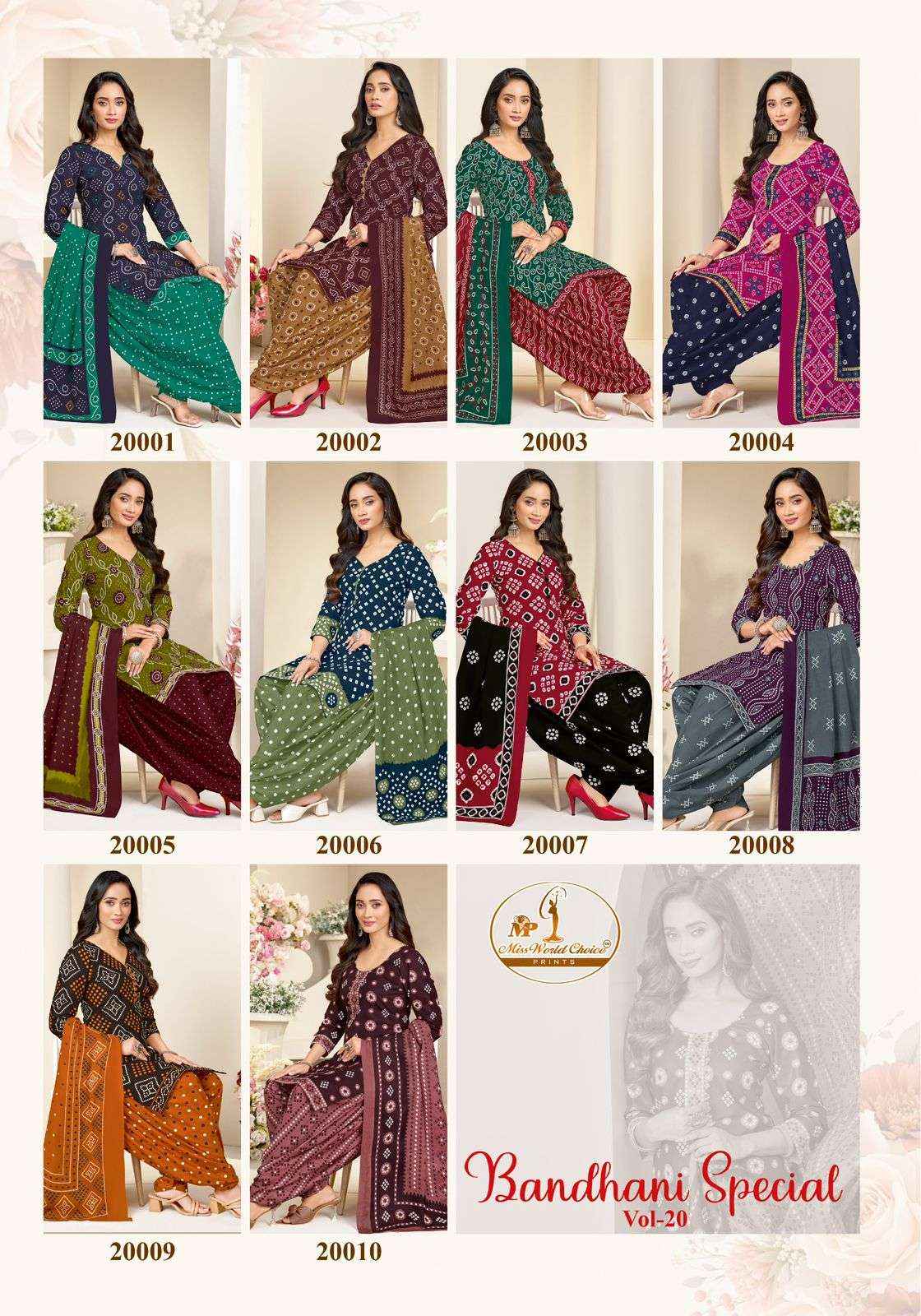 Miss World Choice Bandhni Special Vol 20 Readymade Cotton Dress 10 pcs Catalogue
