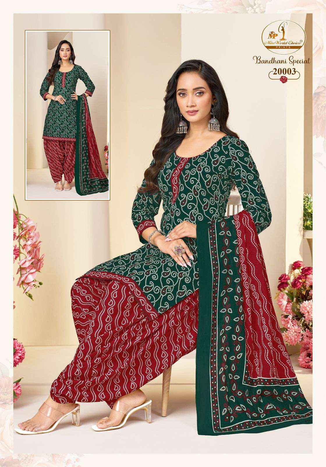 Miss World Choice Bandhni Special Vol 20 Readymade Cotton Dress 10 pcs Catalogue