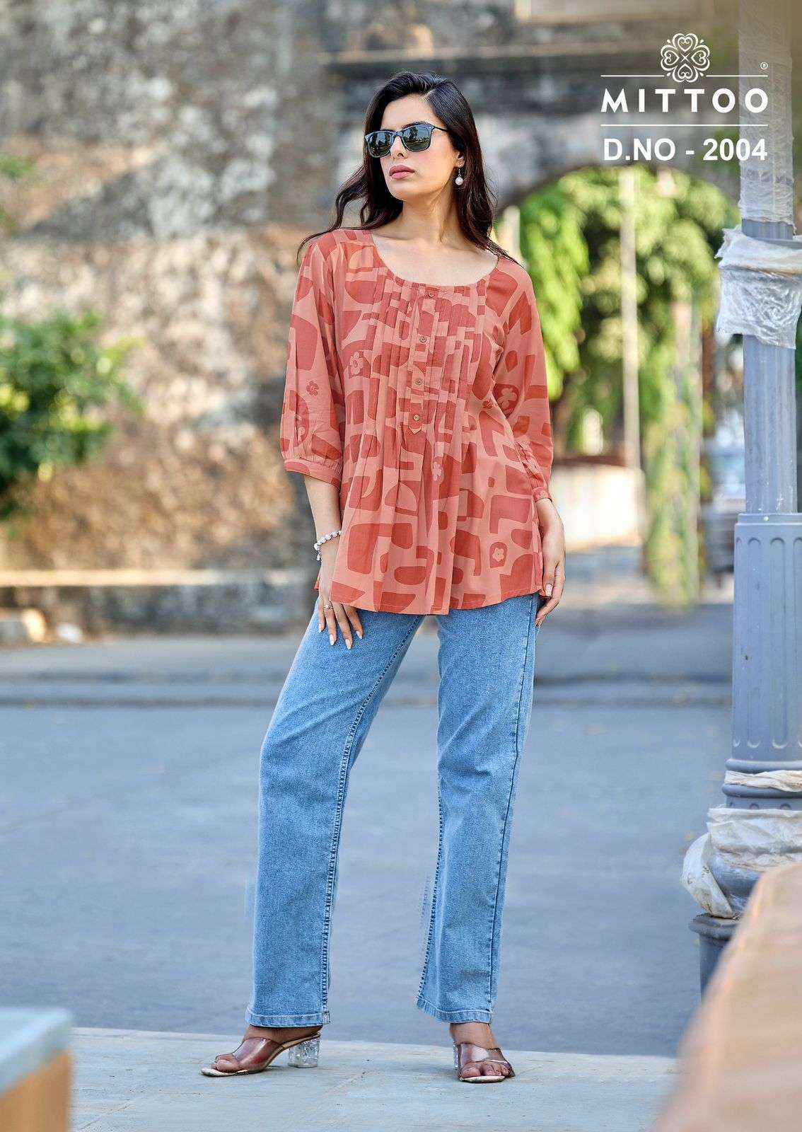 Mittoo Crispy Rayon Weastern Top 6 pcs Catalogue