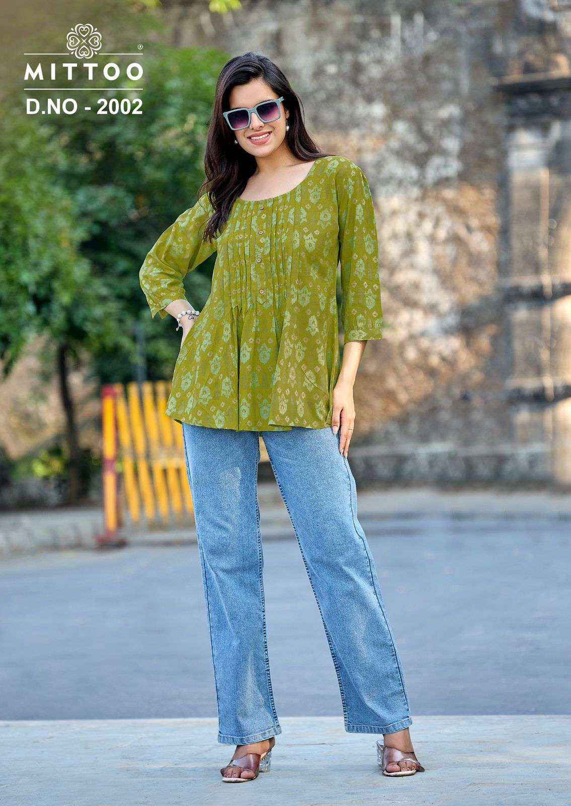 Mittoo Crispy Rayon Weastern Top 6 pcs Catalogue