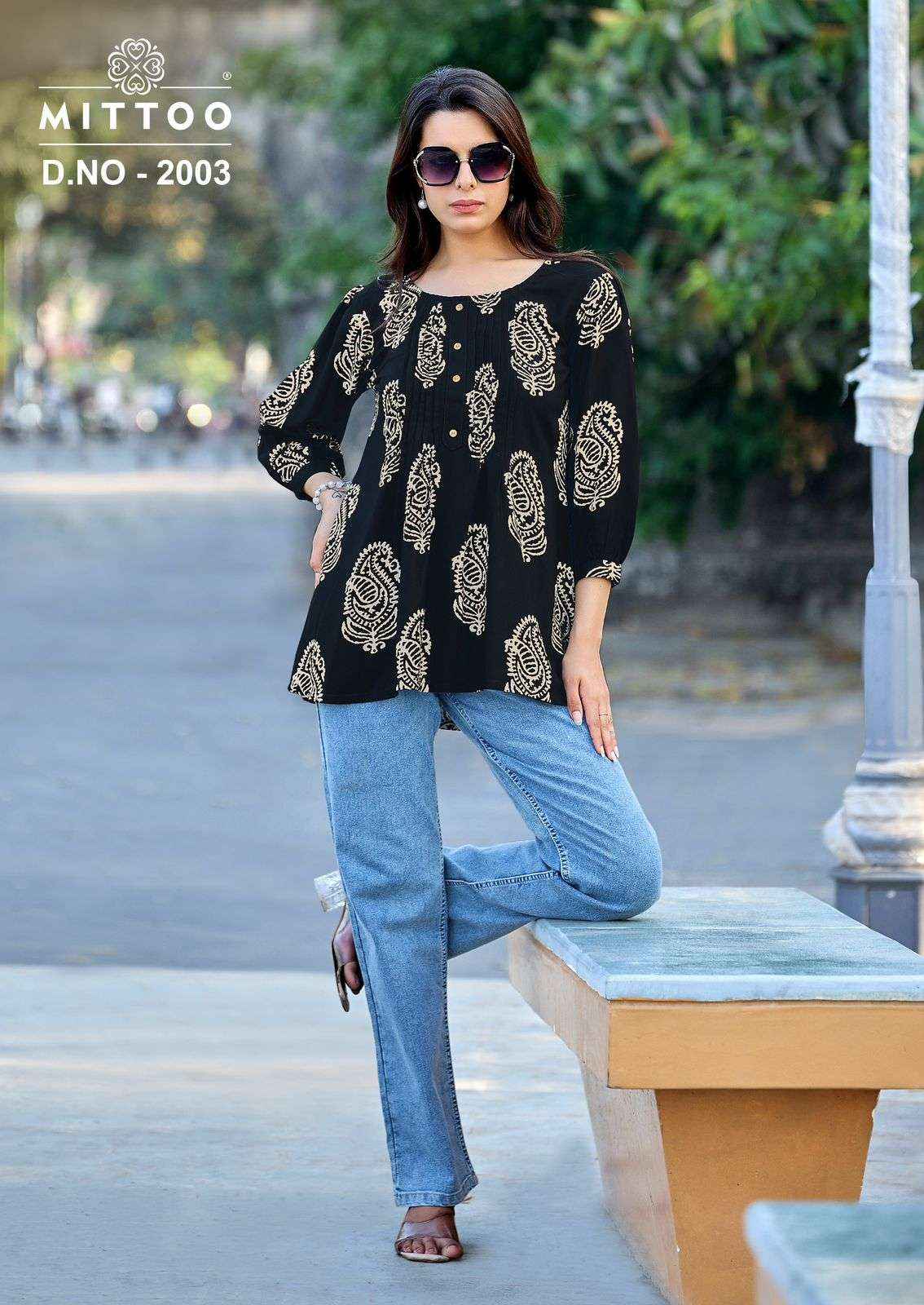 Mittoo Crispy Rayon Weastern Top 6 pcs Catalogue