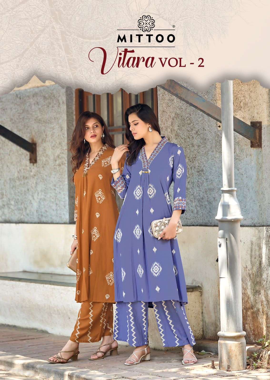 Mittoo Vitara Vol 2 Rayon Top With Bottom 5 pcs Catalogue