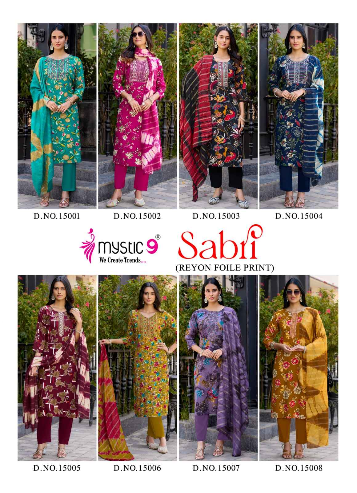 Mystic 9 Sabri Vol 15 Rayon Kurti Combo 8 pcs Catalogue