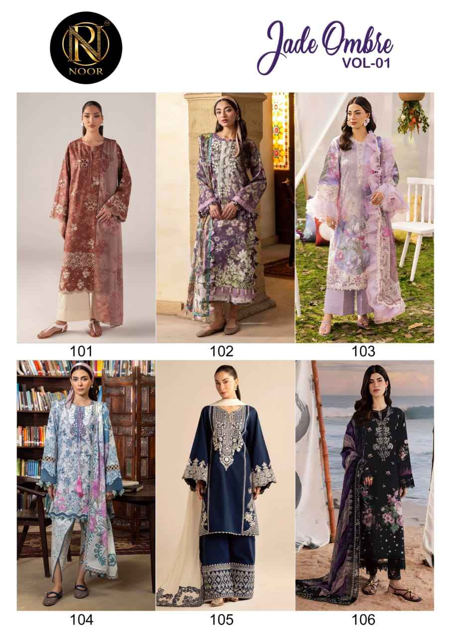 Noor Jade Ombre Vol 1 Cotton Dress Material 6 pcs Cataloge