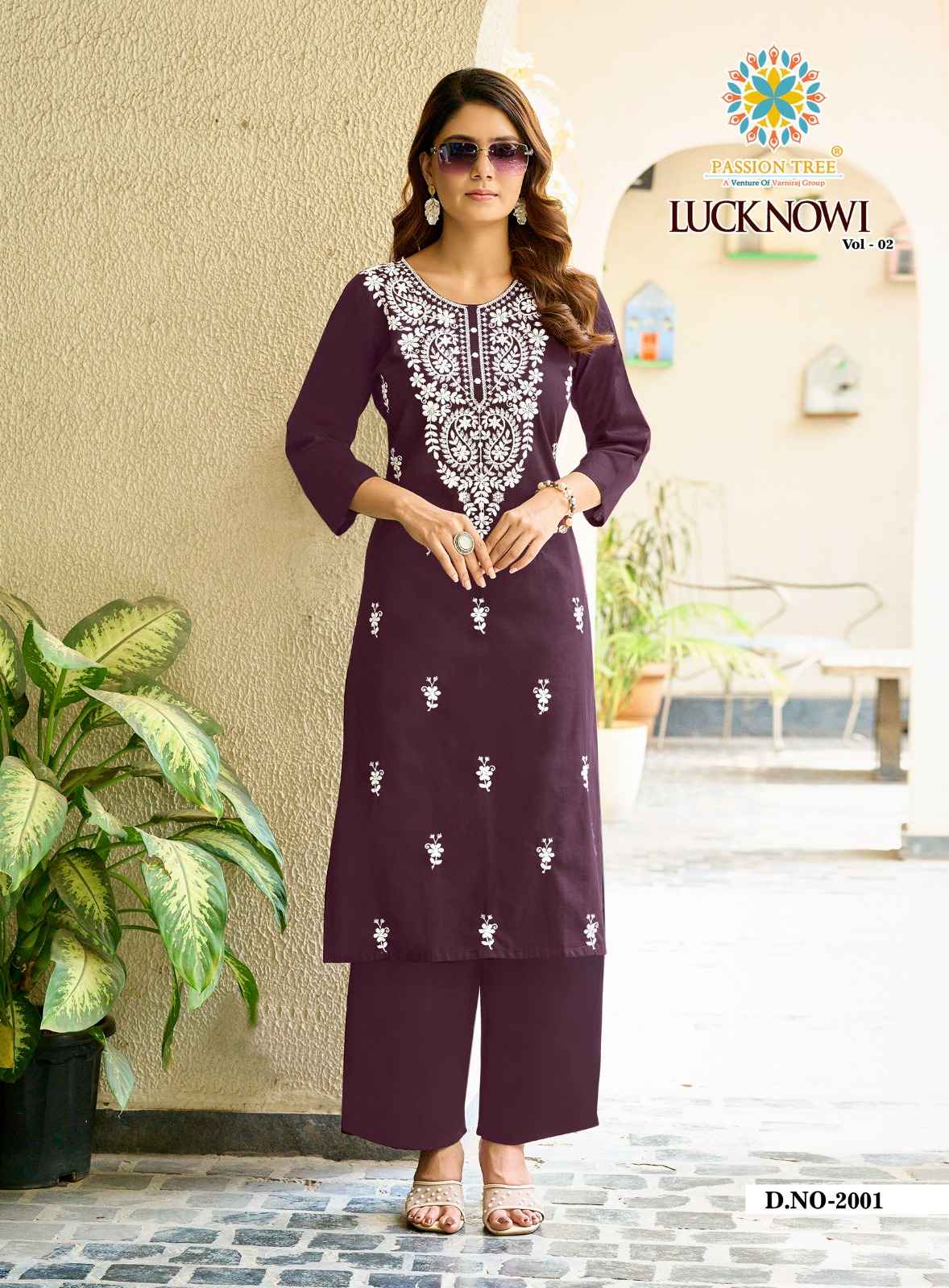 Passion Tree Lucknowi Vol 2 Dhabu Cotton Kurti With Plazzo 8 pcs Catalogue
