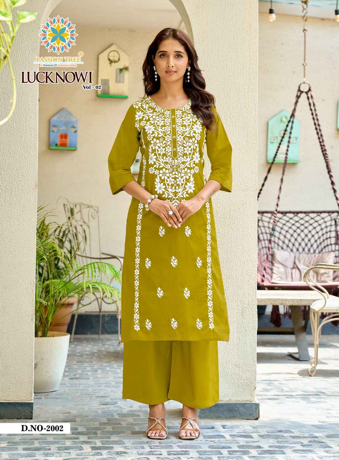 Passion Tree Lucknowi Vol 2 Dhabu Cotton Kurti With Plazzo 8 pcs Catalogue