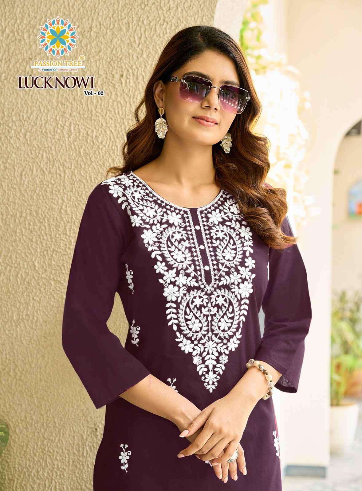 Passion Tree Lucknowi Vol 2 Dhabu Cotton Kurti With Plazzo 8 pcs Catalogue
