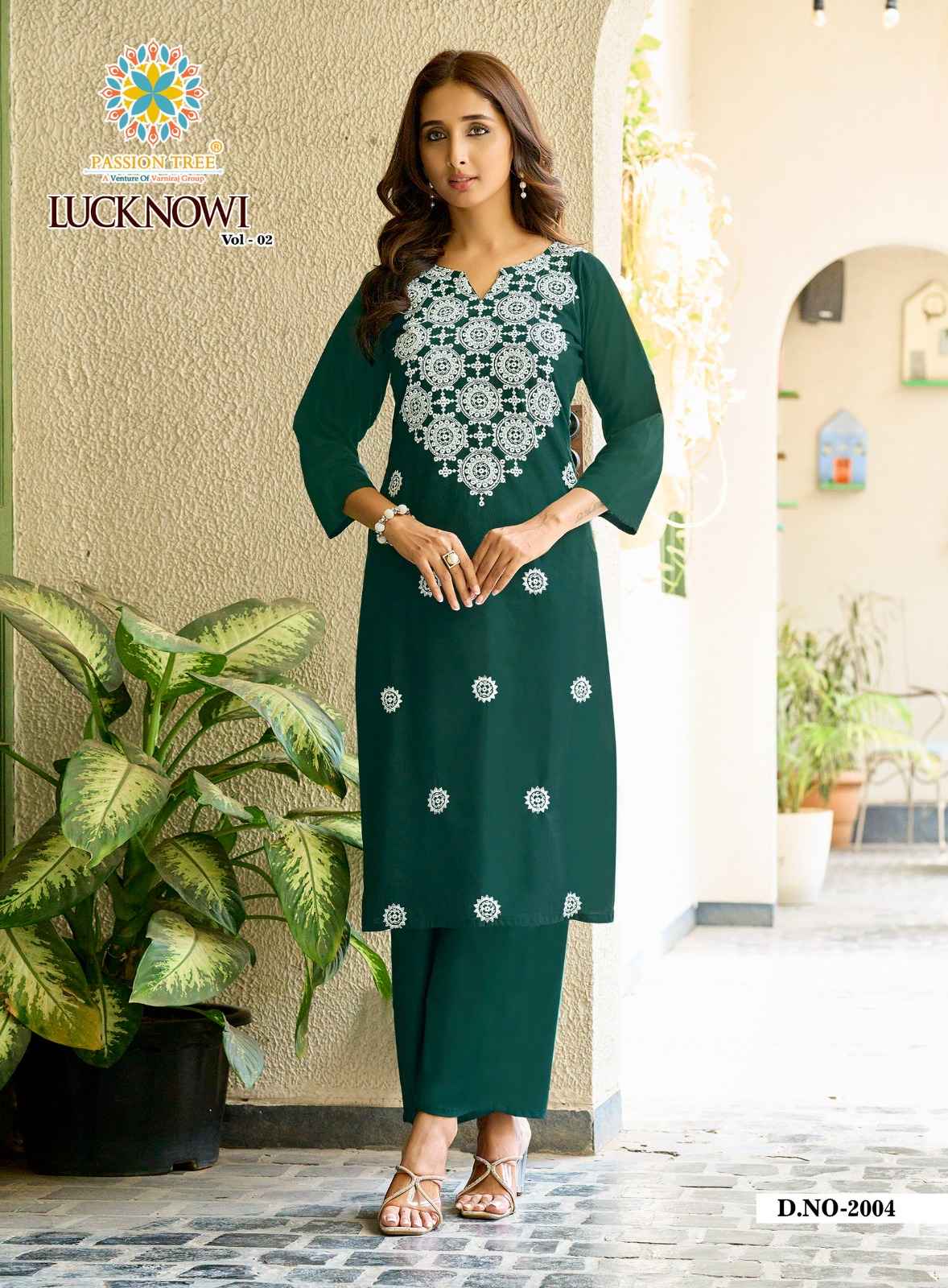 Passion Tree Lucknowi Vol 2 Dhabu Cotton Kurti With Plazzo 8 pcs Catalogue